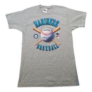 Vintage 90s Seattle Mariners Shirt Men Medium Gray Pro Player MLB Baseball